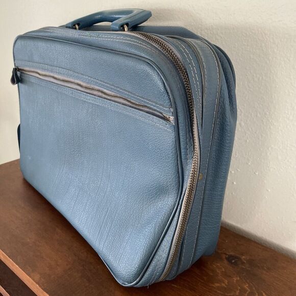 Vintage Bantam Travelware Overnight Suitcase Bag Blue Carry-on *READ* - Picture 9 of 13